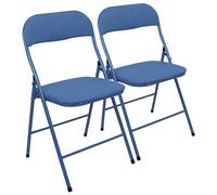 Harbour Housewares 2X Bleu Tissu Rembourré Chaise Pliante en Métals - Poids Léger Portable Intérieur Extérieur Cuisine Bureau Jardin À Manger Ensemble de Chaises