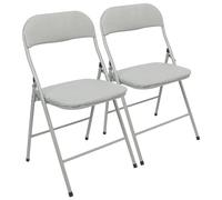 Harbour Housewares 2X Gris Tissu Rembourré Chaise Pliante en Métals - Poids Léger Portable Intérieur Extérieur Cuisine Bureau Jardin À Manger Ensemble de Chaises