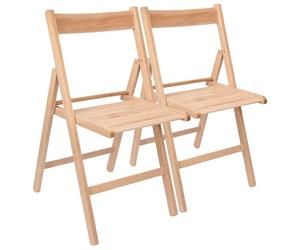 Harbour Housewares 2X Naturel Bois de Hêtre Chaise Pliantes - Pliable Intérieur Maison Bureau Bureau d'Ordinateur Cuisine Table à Manger Siège en Bois Set