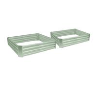 Harbour Housewares 2X Vert 120cm x 120cm Carrée Acier Galvanisé Lits de Jardin Surélevés - Grand Extérieur Légume Fleur Grandir Planteur Creux Boîte