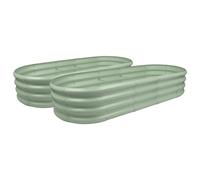 Harbour Housewares 2X Vert 180cm x 90cm Arrondi Acier Galvanisé Lits de Jardin Surélevés - Grand Extérieur Légume Fleur Grandir Planteur Creux Boîte