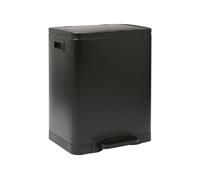 Harbour Housewares 30L (2 x 15L) Poubelle de Cuisine à Pédale Double en Acier Inoxydable - Noir Mat - 1x Fermeture en Douceur Grande Dual Métal Placard Recyclage Nourriture Déchets Poubelles