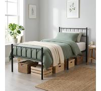 Harbour Housewares 3ft Cadre de Lit Simple en Métal avec Tête de Lit et Marchepied - Noir - 1x 190 x 90cm - 36cm Hauteur pour Rangement sous Le Lit - Robuste Lattes d'acier - Poids Maximal 110kg