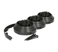 Harbour Housewares 3X Bordures de Pelouse et de Chemin en Plastique Flexible avec 40 Piquets - 30m x 4cm - Noir - Jardin Herbe Fleur Plante Lit Pierre Frontière Bord Rouler
