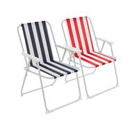 Harbour Housewares Articles ménagers Port Pliante en métal Plage/Jardin Fauteuil - Bleu/Rouge Stripe - Ensemble de 2