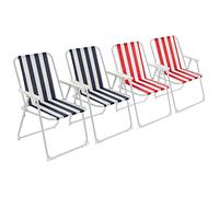 Harbour Housewares Articles ménagers Port Pliante en métal Plage/Jardin Fauteuil - Bleu/Rouge Stripe - Ensemble de 4