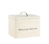 Harbour Housewares Boîte de rangement pour tablettes de lavage - Crème - Acier vintage industriel sous évier, organisateur de placard pour dosettes de détergent à lessive, tablettes de lave-vaisselle
