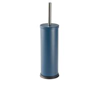 Harbour Housewares Brosse WC et support - Bleu mat - Lot de 1 - Brosse et support ronds pour cuvette de WC en acier inoxydable pour salle de bain, nettoyage en profondeur