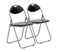 Harbour Housewares Chaises pliantes rembourrées - Cadre en métal facile à ranger pour bureau, chambre à coucher - Charge maximale : 114 kg - Noir - Lot de 2