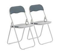 Harbour Housewares Chaises pliantes rembourrées colorées - Gris - Lot de 2 - Chaise de bureau pliable avec cadre en métal facile à ranger pour bureau, salle à manger, cuisine