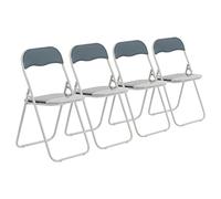 Harbour Housewares Chaises pliantes rembourrées colorées - Gris - Lot de 4 - Chaise de bureau pliable avec cadre en métal facile à ranger pour bureau, salle à manger, cuisine