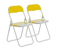 Harbour Housewares Chaises pliantes rembourrées colorées - Jaune - Lot de 2 - Chaise de bureau pliable avec cadre en métal facile à ranger pour bureau, salle à manger, cuisine