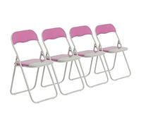 Harbour Housewares Chaises pliantes rembourrées colorées - Rose - Lot de 4 - Chaise de bureau pliable avec cadre en métal facile à ranger pour bureau, salle à manger, cuisine