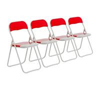 Harbour Housewares Chaises pliantes rembourrées colorées - Rouge - Lot de 4 - Chaise de bureau pliable avec cadre en métal facile à ranger pour bureau, salle à manger, cuisine