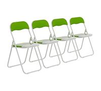 Harbour Housewares Chaises pliantes rembourrées colorées - Vert - Lot de 4 - Chaise de bureau pliable avec cadre en métal facile à ranger pour bureau, salle à manger, cuisine