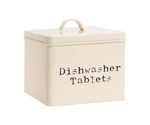 Harbour Housewares Conteneur de rangement pour tablettes de lave-vaisselle - Crème - Acier vintage industriel sous évier, organisateur de placard pour dosettes de détergent à lessive