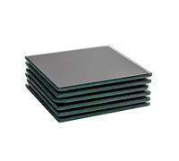 Harbour Housewares Dessous de Verre en Verre - Carré - 10 cm - Noir - Paquet de 6 - Tapis de Protection de Table Dessous de Verre Décoratif Napperon de Salle à Manger pour Tasses, Mugs