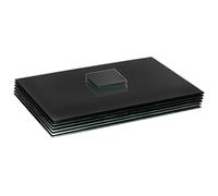Harbour Housewares Ensemble de Sets de Table et Dessous de Verre en Verre - 12 pièces - Noir - 50 x 40 cm - Sets de Table de Protection pour Table à Manger, Dessous de Verre pour Tasses