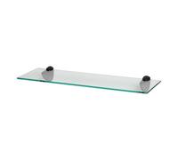 Harbour Housewares Étagère de Salle de Bain en Verre Flottant - 60cm - Clair/Noir - 1x Fixation Murale Cuisine Chambre à Coucher Douche Décor Caddie Serviette Stockage Organisateur Rayonnage Étagère