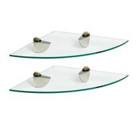 Harbour Housewares Étagères d'angle de Salle de Bain en Verre Flottant - 30cm - Clair/Or - 2X Fixation Murale Cuisine Chambre à Coucher Douche Décor Caddie Serviette Stockage Organisateur Rayonnage