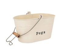 Harbour Housewares Industrielle blanchisserie Peg Bucket - Vintage Style de Cuisine en Acier de Stockage Baignoire avec Crochet, poignée - Crème