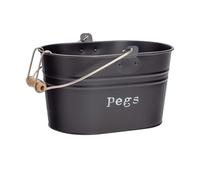 Harbour Housewares Industrielle blanchisserie Peg Bucket - Vintage Style de Cuisine en Acier de Stockage Baignoire avec Crochet, Poignée - Noir