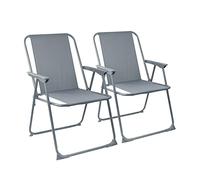Harbour Housewares Klappbare Strandstühle aus Metall - Grau - 2er Set Tragbare Leichte Outdoor Campingstühle für Erwachsene - Garten, Strand, Angeln, Festival, Picknick, Balkon, Reise Klappstuhl