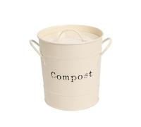 Harbour Housewares Le Compost Industriel Bin - Style Vintage de Cuisine en Acier de Stockage Bucket - Amovible intérieure - Crème