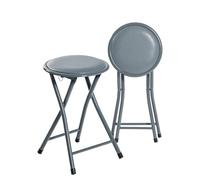 Harbour Housewares Lot de 2 Ronde Tabouret Pliant Compact - Gris