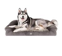 Harbour Housewares Luxe Lit Imperméable pour Chien avec Mousse Orthopédique - Grand - Gris - 1x Doux Peluche Mousse Animal de Compagnie Chat Chiot Maison Voiture Canapé avec Housse Lavable