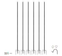 Harbour Housewares Mâts de Guirlandes Extérieures avec Têtes Interchangeables - 0.6-2.5M - Noir - 6x Grand Robuste Crochet du Berger Jardin Pôle Crochets Rester pour Guirlandes Lumineuses