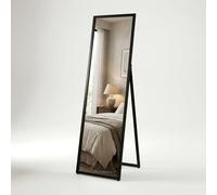 Harbour Housewares Miroir rectangulaire sur Toute la Longueur - 137 cm x 35,5 cm - Noir Miroir sur Pied sur Toute la Longueur pour Chambre à Coucher, Grands miroirs de Sol Longs et Hauts avec Cadre