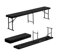Harbour Housewares Pliant Camping Banc de Pique-Nique - 180cm (6ft) - Noir - 1x Pliable Portable Plastique Plein Air Jardin À Manger Meubles