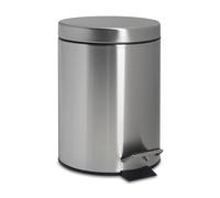 Harbour Housewares Poubelle de salle de bain 3 L - Chrome mat - Poubelle ronde à pédale en acier inoxydable Poubelle de cuisine fine Poubelle avec couvercle et seau intérieur