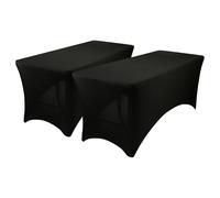 Harbour Housewares Rectangulaire Spandex Nappe Ajustées - 6ft (180cm) - Noir - 2X Élastique Extensible Plein Air Jardin Pliant Afficher Fête Manger Chevalet Table Tissu Couverture
