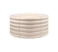 Harbour Housewares Rond Jardin Surélevé - 90cm x 45cm - Ivoire - 1x sans Fond Métal Soulevé Lit Acier Galvanisé Planteur Boîte pour Grandir Plantes d'Extérieur, Légumes, Fleurs et Herbes