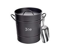 Harbour Housewares Seau à Glace Industrielle avec Scoop - Style Vintage à Double paroi en Acier Champagne Cooler - Noir