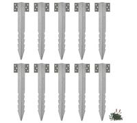 Harbour Housewares Supports de Traverses de Chemin de Fer en Acier Galvanisé avec Fixations - 40cm - Argent - 10x Robuste Métal Jardin Piquets au Sol pour Le Bois Bordure, Lit Surélevé, Terrasse