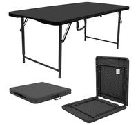 Harbour Housewares Table à Tréteaux Pliante Réglable en Hauteur - 120cm (4ft) - Noir - 1x Usage Intensif Pliable Portable Plastique Plein Air Jardin Camping Pique-Nique Meubles de Salle à Manger