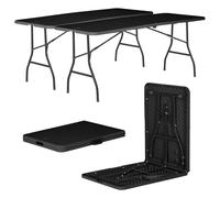 Harbour Housewares Tables à Tréteaux Pliantes Rectangulaires - 180cm (6ft) - Noir - 2X Plein Air Table Pliante pour Le Pique-Nique, BBQ, Jardin, Camping, Mariage, Traiteur de Fête