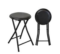 Harbour Housewares Tabourets pliants rembourrés Noirs - Lot de 4 - Tabouret rembourré en éponge avec Cadre en métal Facile à Ranger avec Pieds Pare-Chocs protecteurs de Sol Siège Pliable léger