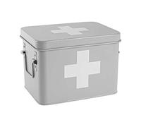 Harbour Housewares Vintage Premiers Soins Stockage Canister - Boîte carrée en métal Airtight Seal - Gris