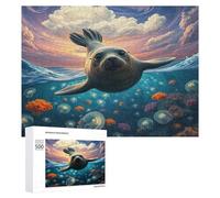 Harbour Sceau Puzzles 500 Pièces Vision 3D Artistique Edificio du Paysage Divertissement Créatif pour Famille Relaxation Artistique Qualité Supérieure Décoration 500 PCS