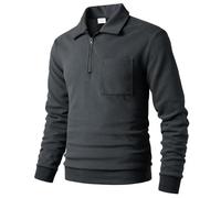 Harbrosrce Homme Sweatshirt en Micro Fleece Polaire à Manches Longues Chaud Maillot de survêtement et Fermeture éclair French Terry Sweat Coton Pull-Over Automne Hiver