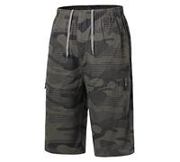 Harbrosrce Shorts Hommes Casual Eté en Coton Sportif Cargo Pantalon 3/4 Pantacourt Mode Léger Beach Shorts Respirant avec Poche et Taille élastique