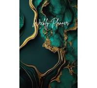 Hard Back Green & Gold Marble Effect Weekly Planner Note Book Adult Children Notes 52 Pages 6in x 9in