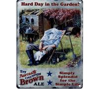 Hard Day in the Garden Newcastle Brown Ale Metal Sign Nostalgic Vintage Retro Advertising Enamel Wall Plaque 200mm x 150mm by Original Metal Sign Co
