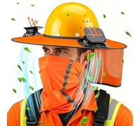 Hard Hat Shade Bord Complet - 18,5 Lot de 2 Casque de Protection Solaire avec Cache-Cou | Chapeau de Protection Éventail Solaire Respirant Protection UV | Chantier Rigide Léger Extérieur Nylon, 400 g.
