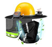 Hard Hat Shade Bord Complet - 18,5 Lot de 2 Casque de Protection Solaire avec Cache-Cou | Chapeau de Protection Éventail Solaire Respirant Protection UV | Chantier Rigide Léger Extérieur Nylon, 400 g.