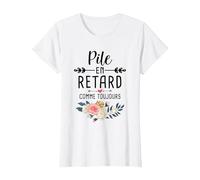 Hard Morning Always Late Humor Stack Late T-Shirt, Femme, Blanc, M